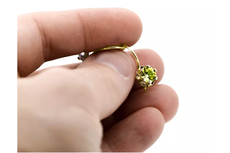 Vintage Stil Ohrringe Gelber Peridot 14 Karat Gelbgold vec019y